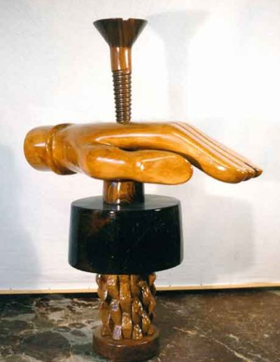 "Hand w/Flat Head Screw" 1995 MAHOGANY, PINE, CATALPA, BROWN CEDAR, 4'7" H